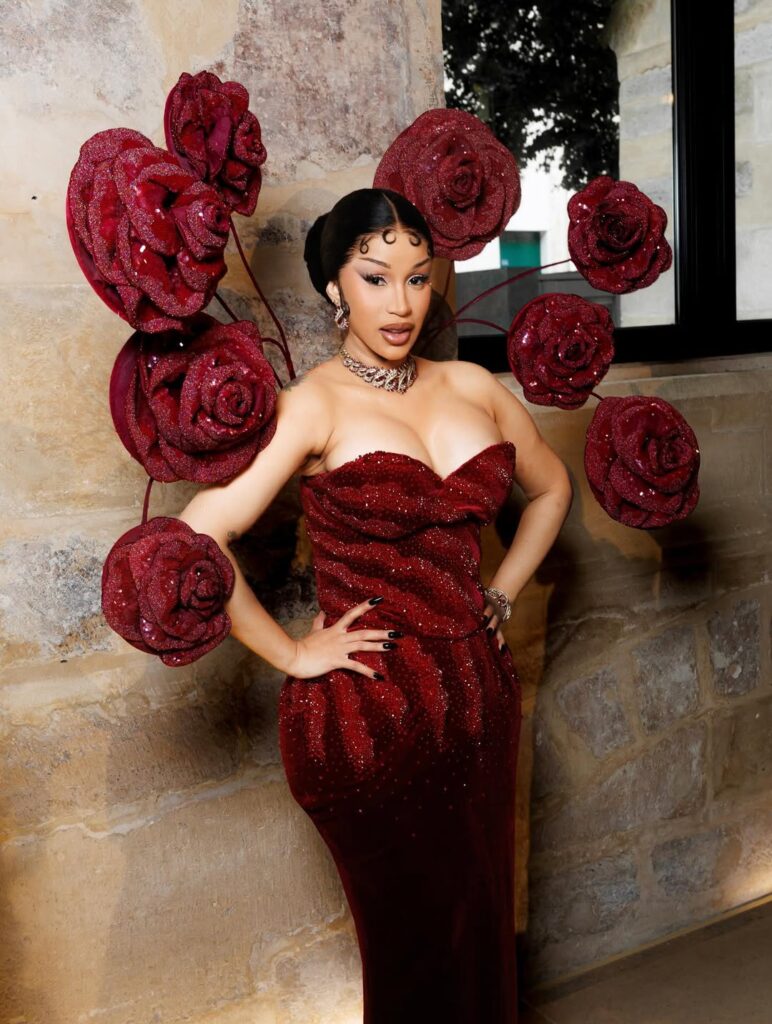 Cardi B Blossoms in Red at Paris Haute Couture Week in Striking Rahul Mishra Gown | See Video