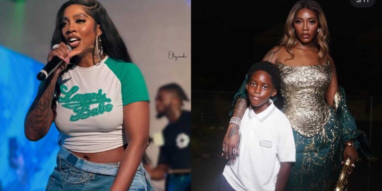 ‘No Social Media’ – Tiwa Savage Warns Son While Gifting Him Phone On Birthday